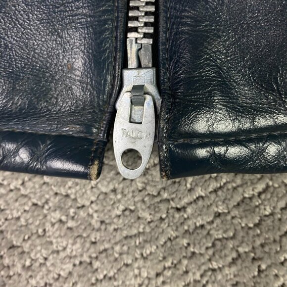 Vintage Drospo Cafe Racer Leather Jacket Men's 42 Gray Motorcycle Biker Talon - Picture 4 of 15